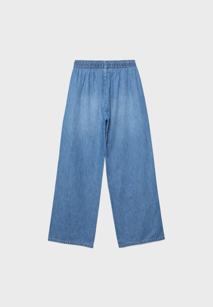 Pantalon fluide en denim à cordon de serrage Pantalon fluide en denim à cordon de serrage