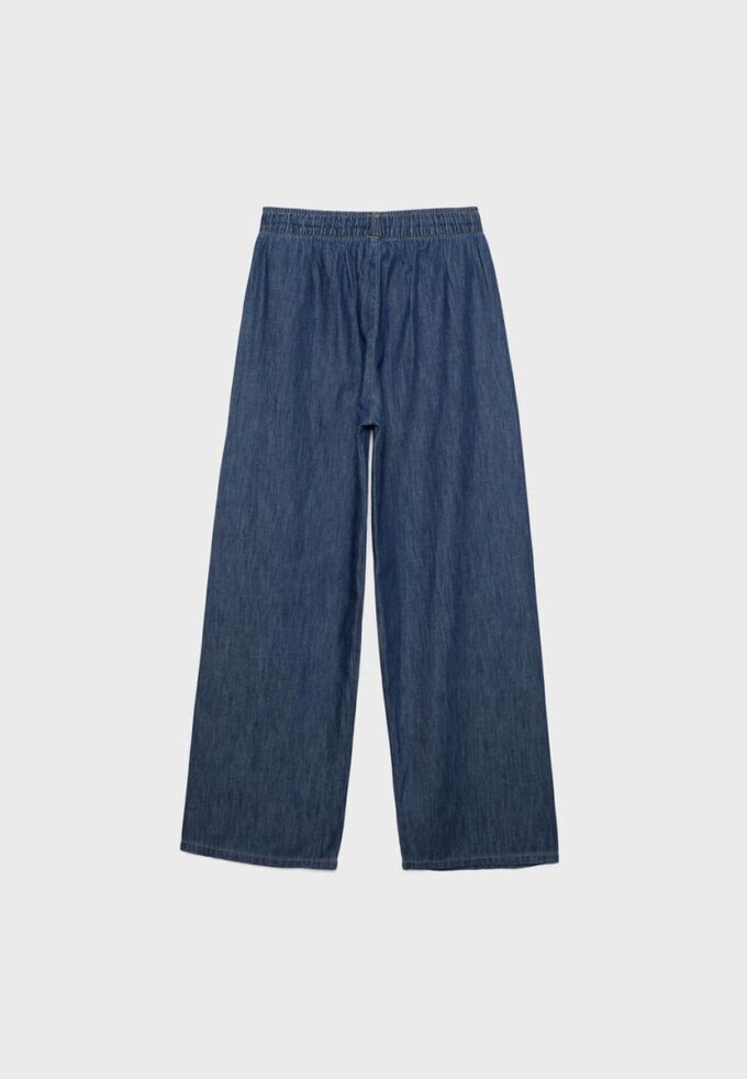 Pantalon fluide en denim à cordon de serrage Pantalon fluide en denim à cordon de serrage