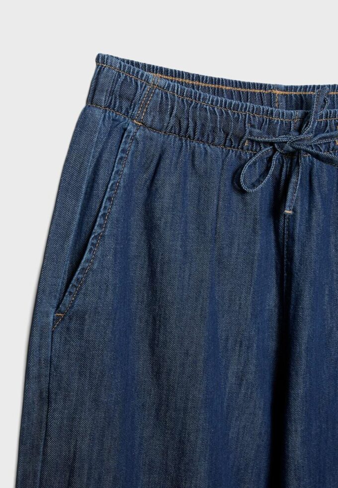Pantalon fluide en denim à cordon de serrage Pantalon fluide en denim à cordon de serrage