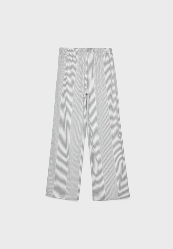 Pantalon fluide en lin mélangé à rayures Pantalon fluide en lin mélangé à rayures