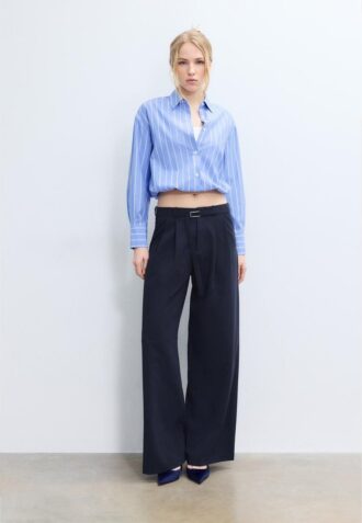 Pantalon à jambes larges avec détail boucle