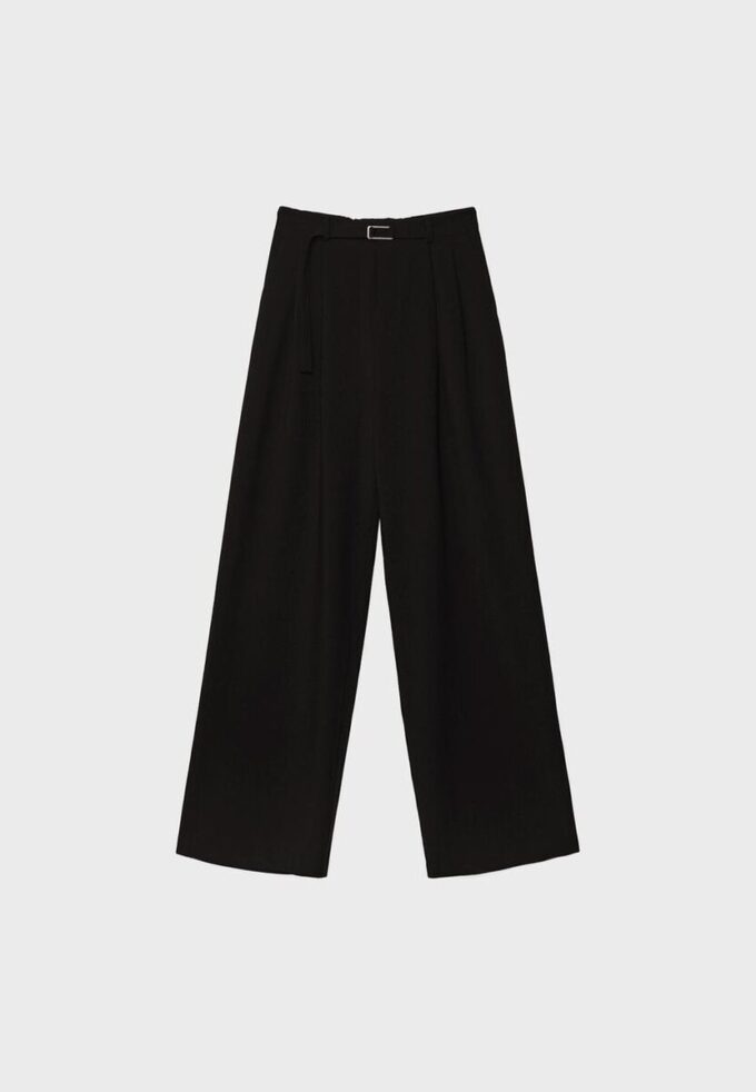 Pantalon à jambes larges avec détail boucle