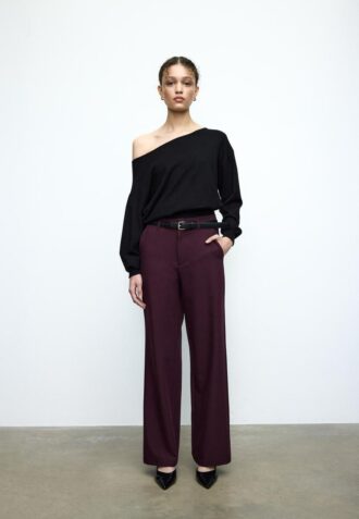 Pantalon élégant à jambes droites fluides avec ceinture