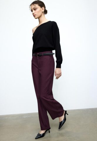 Pantalon élégant à jambes droites fluides avec ceinture