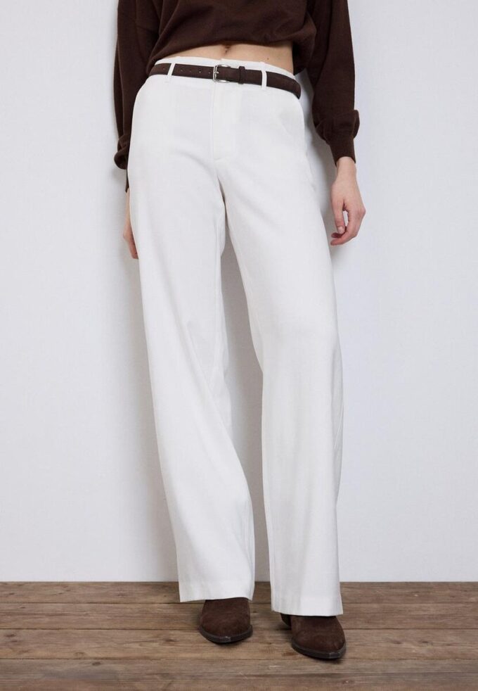 Pantalon élégant à jambes droites fluides avec ceinture