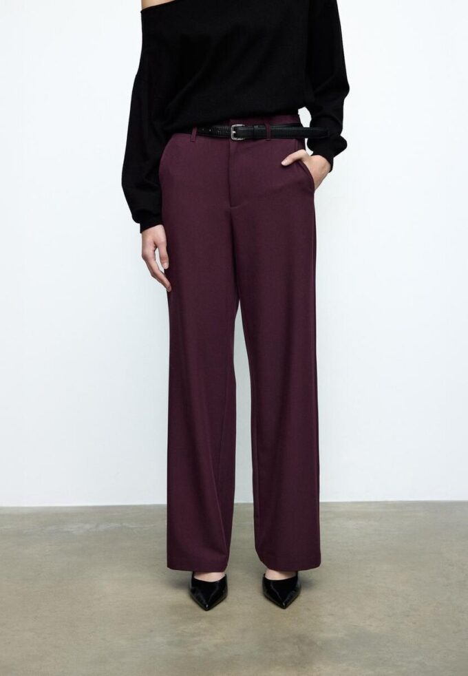 Pantalon élégant à jambes droites fluides avec ceinture