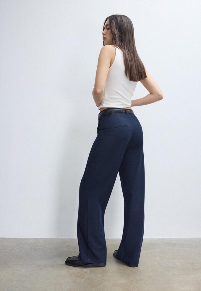 Pantalon élégant à jambes droites fluides avec ceinture