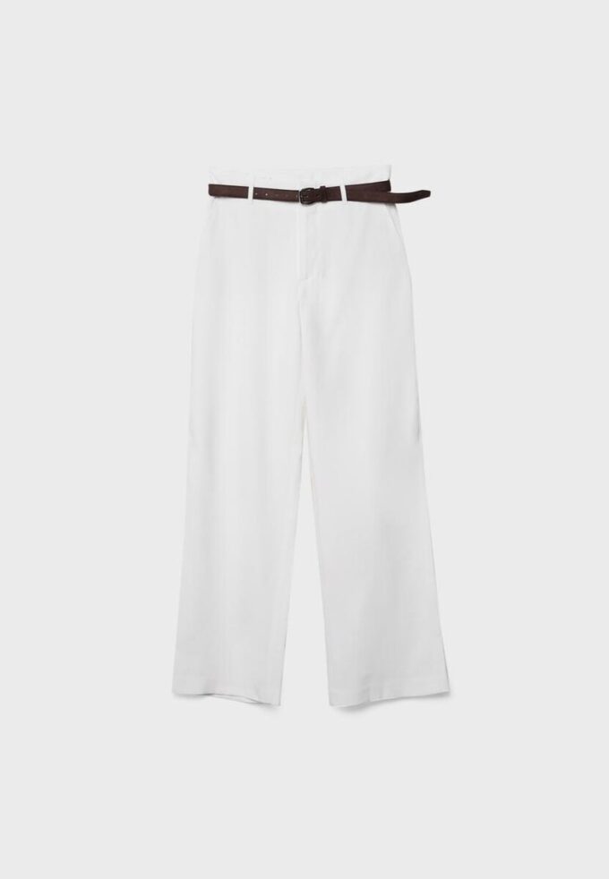Pantalon élégant à jambes droites fluides avec ceinture