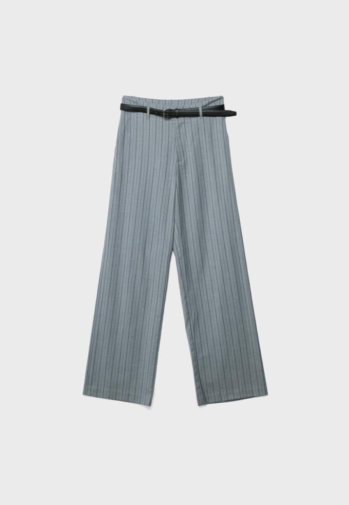 Pantalon élégant à jambes droites fluides avec ceinture