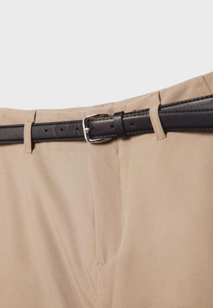 Pantalon élégant à jambes droites fluides avec ceinture