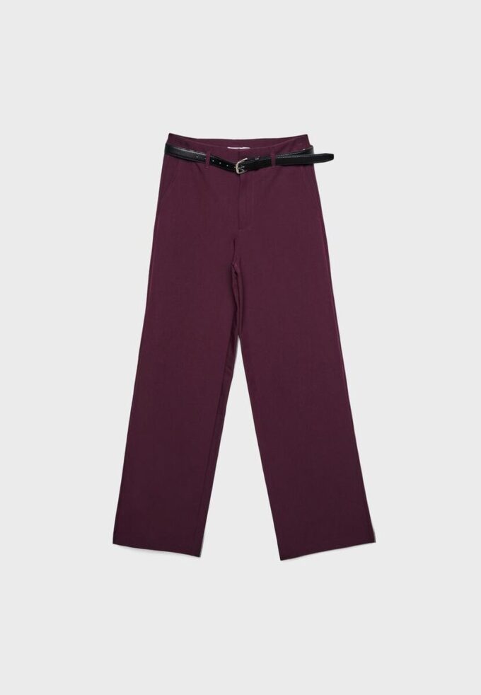 Pantalon élégant à jambes droites fluides avec ceinture