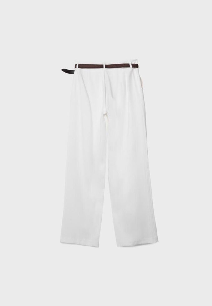 Pantalon élégant à jambes droites fluides avec ceinture