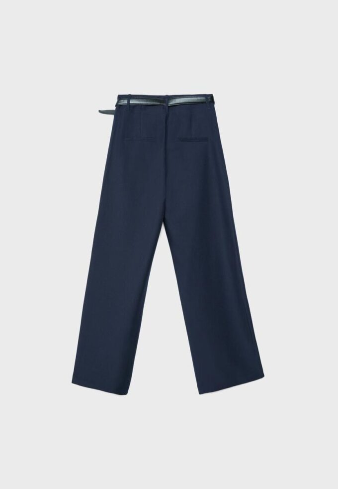 Pantalon élégant à jambes droites fluides avec ceinture