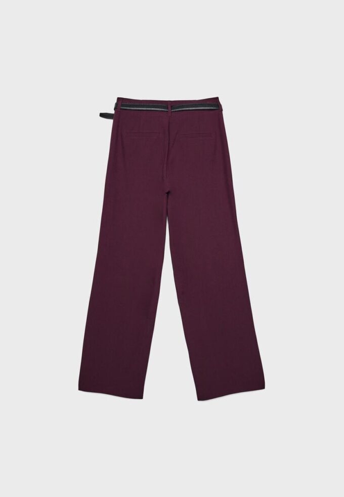 Pantalon élégant à jambes droites fluides avec ceinture