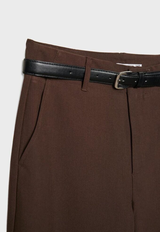 Pantalon élégant à jambes droites fluides avec ceinture