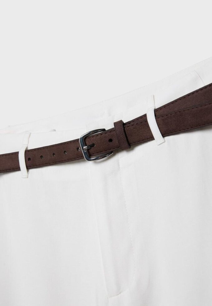 Pantalon élégant à jambes droites fluides avec ceinture