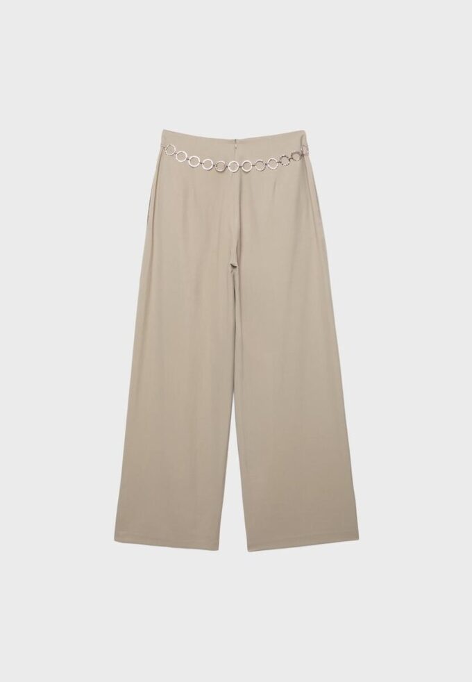 Pantalon à pinces en lyocell avec chaîne Pantalon à pinces en lyocell avec chaîne