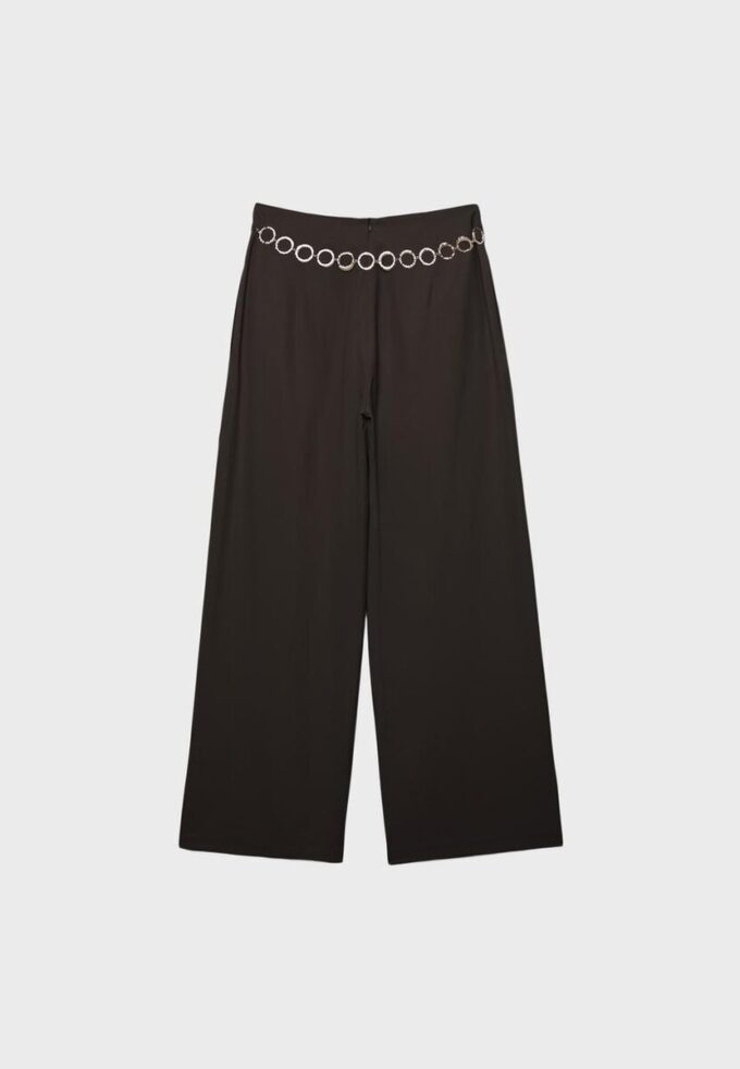 Pantalon à pinces en lyocell avec chaîne