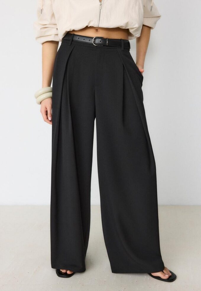 Pantalon à pinces Maxi avec ceinture