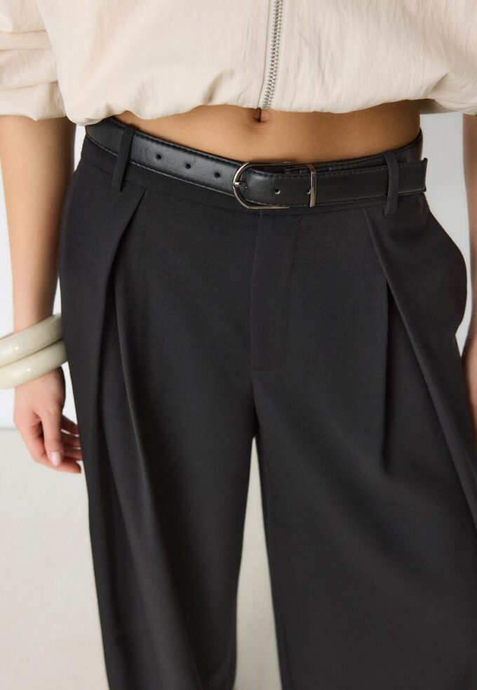 Pantalon à pinces Maxi avec ceinture