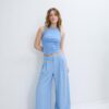 Pantalon rustique Wide Leg avec boutons réglables