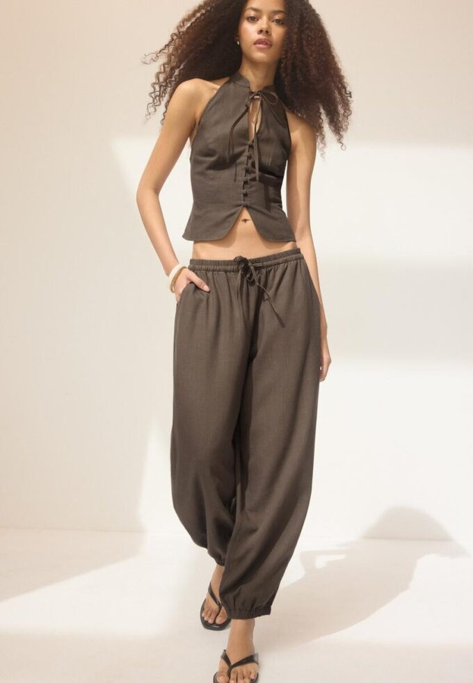 Pantalon sarouel effet lin