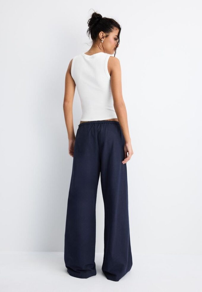 Pantalon Wide Leg effet lin