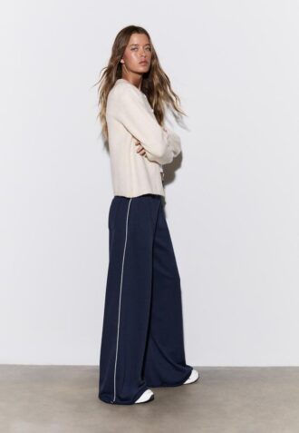 Pantalon Wide Leg en velours avec bordures