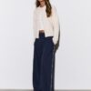 Pantalon Wide Leg en velours avec bordures