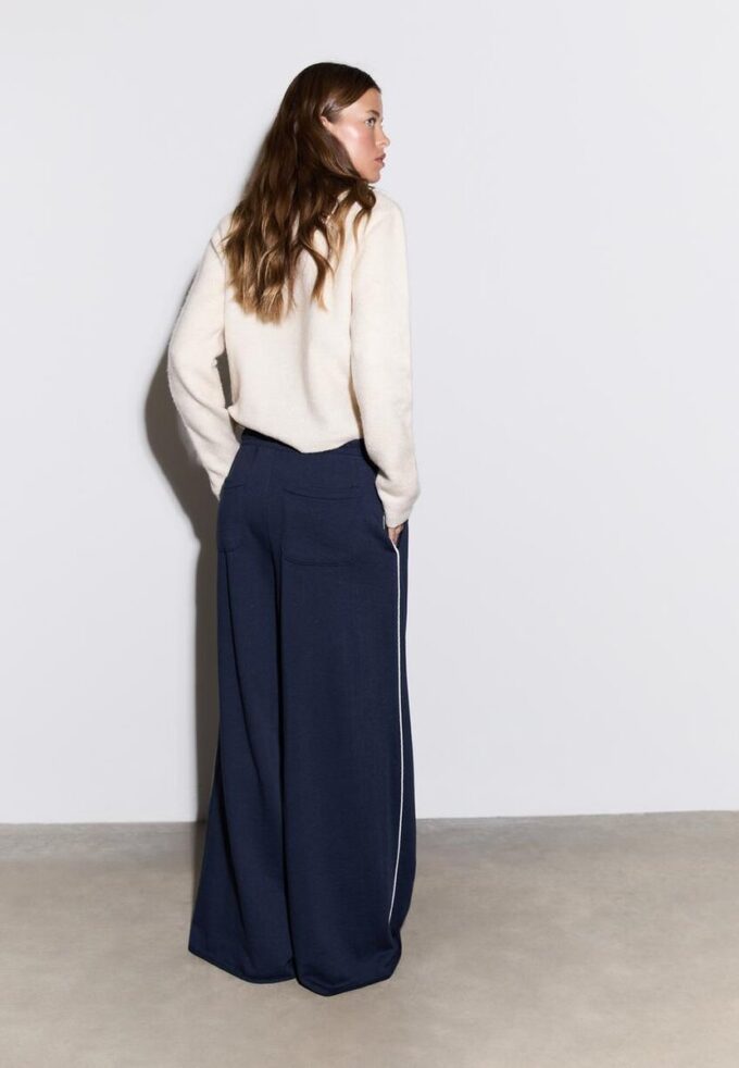 Pantalon Wide Leg en velours avec bordures