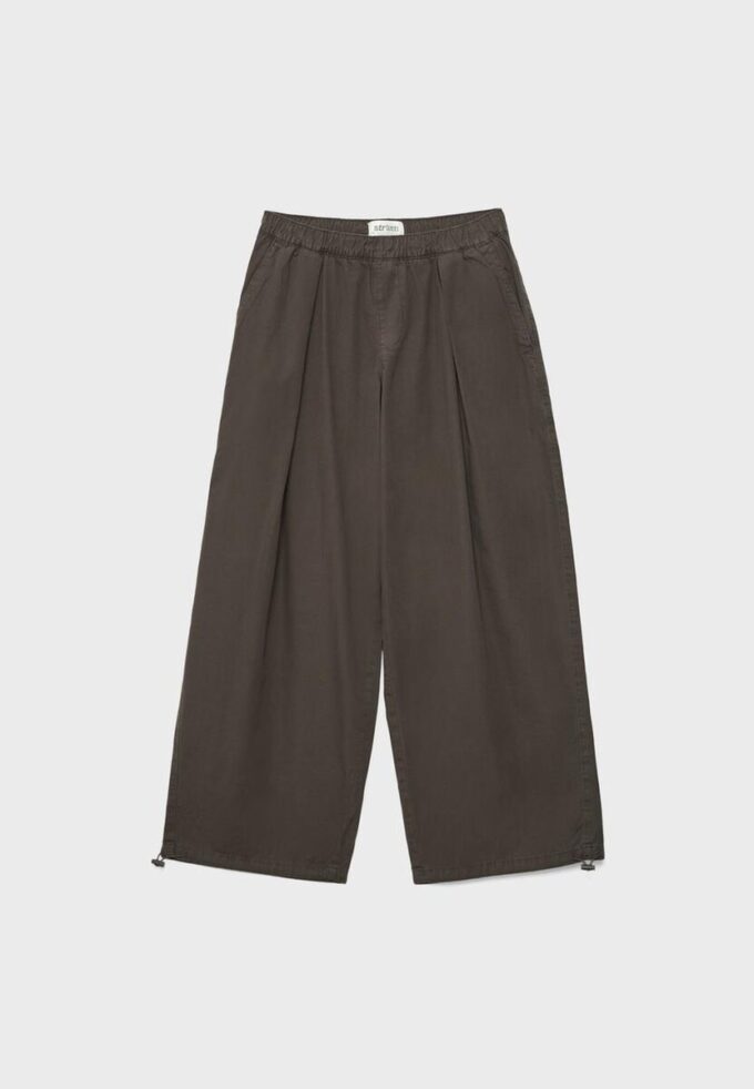 Pantalons baril en popeline avec cordons Pantalons baril en popeline avec cordons