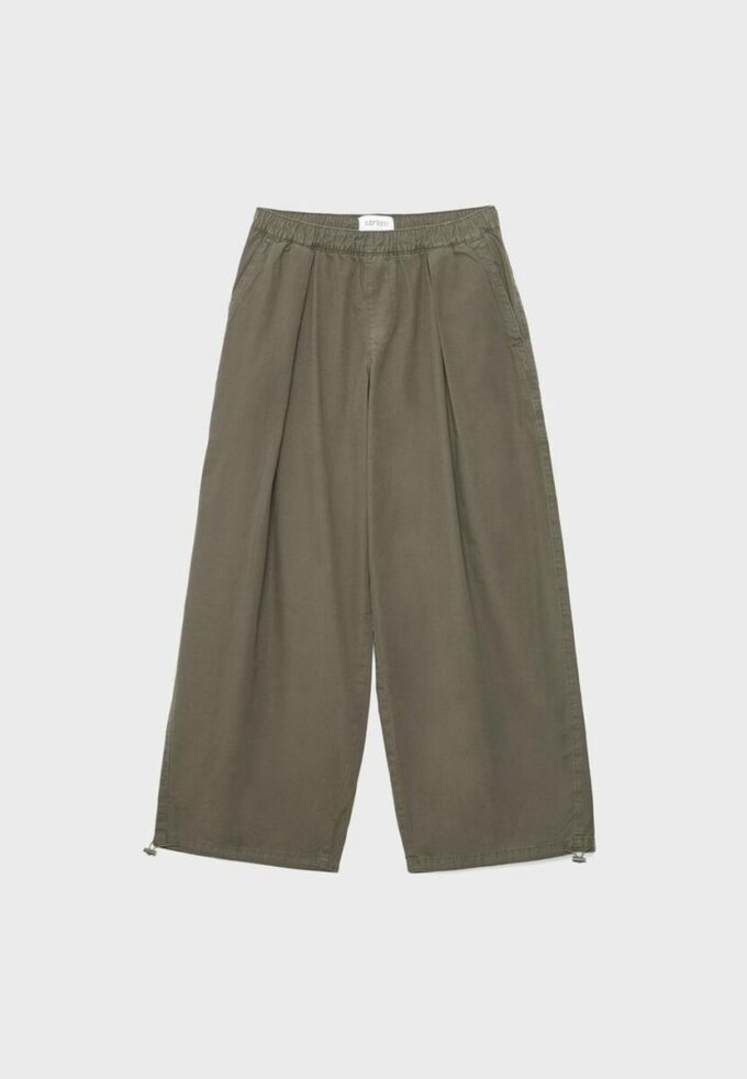 Pantalons baril en popeline avec cordons Pantalons baril en popeline avec cordons