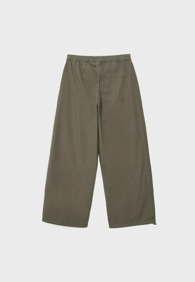 Pantalons baril en popeline avec cordons Pantalons baril en popeline avec cordons