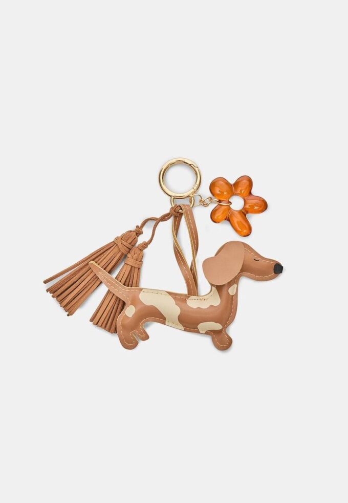 Porte-clés avec breloques chien et fleur