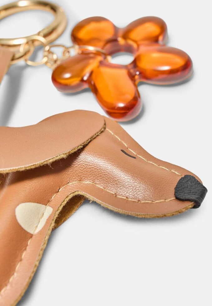 Porte-clés avec breloques chien et fleur