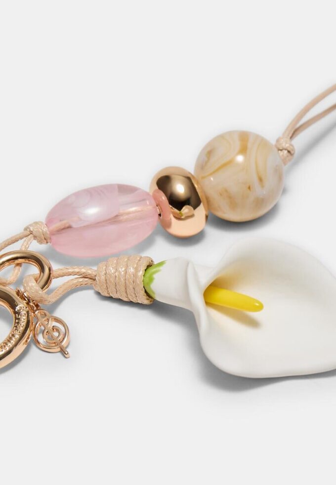 Porte-clés fleur de calla en perles Porte-clés fleur de calla en perles