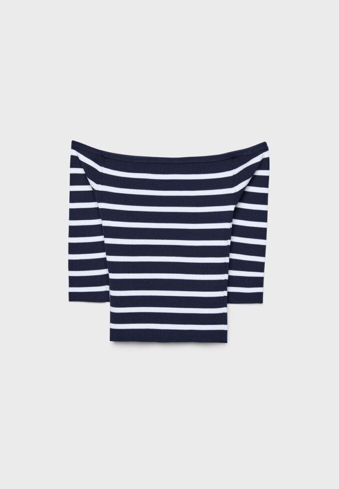 Pull ajusté en maille rayée