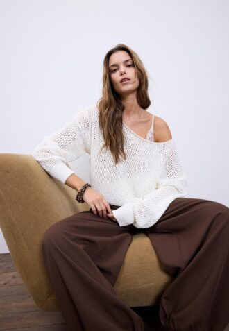 Pull à col bateau en maille