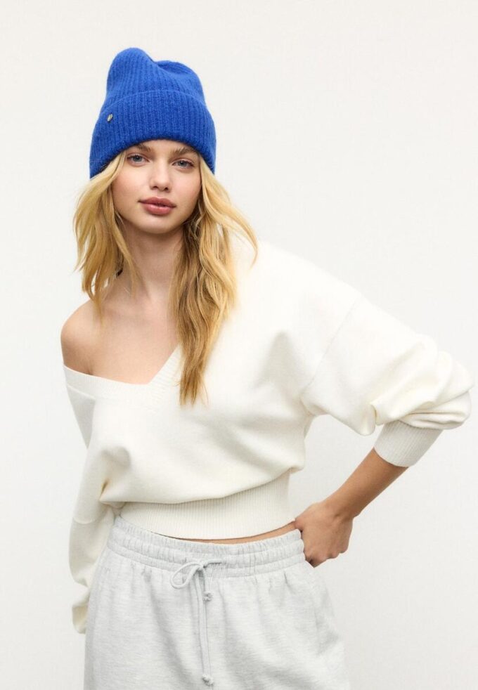 Pull à col en V et manches chauve-souris Pull à col en V et manches chauve-souris