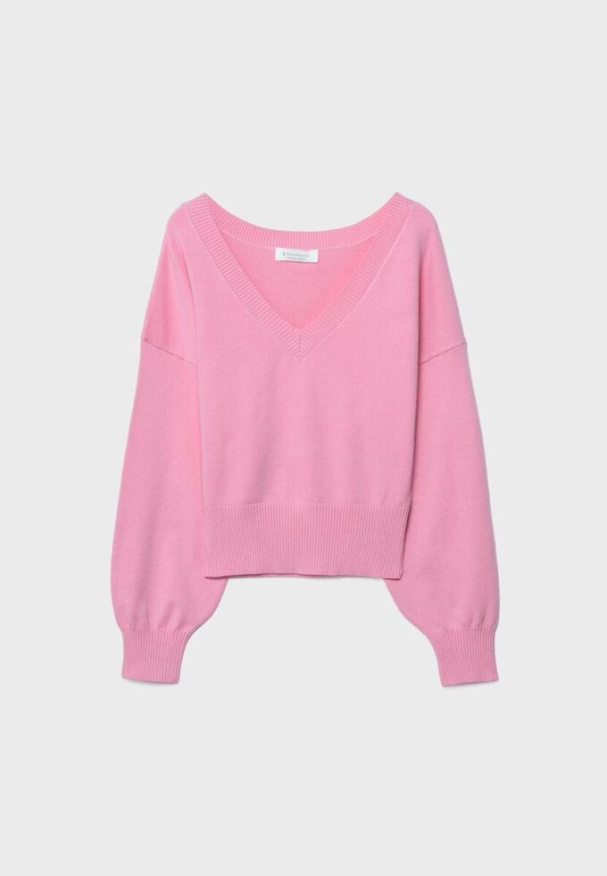 Pull à col en V et manches chauve-souris Pull à col en V et manches chauve-souris