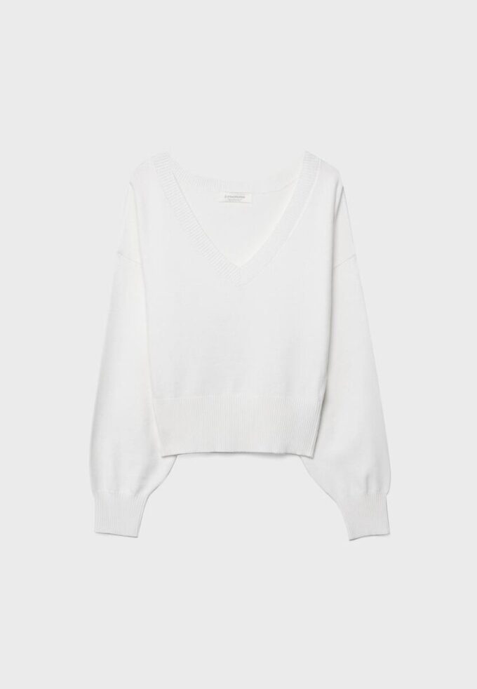 Pull à col en V et manches chauve-souris Pull à col en V et manches chauve-souris