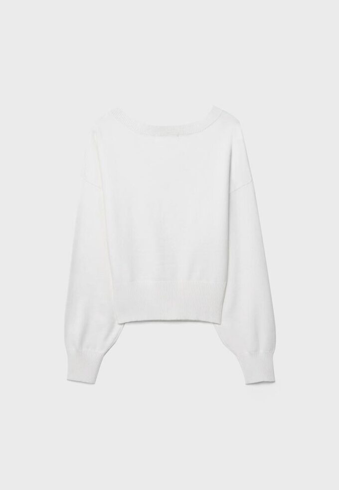 Pull à col en V et manches chauve-souris Pull à col en V et manches chauve-souris