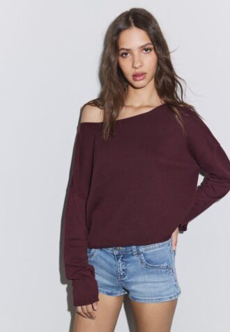 Pull court à col bateau