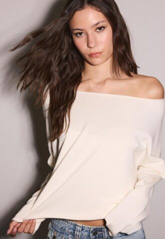 Pull court à col bateau