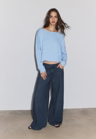 Pull court à col bateau