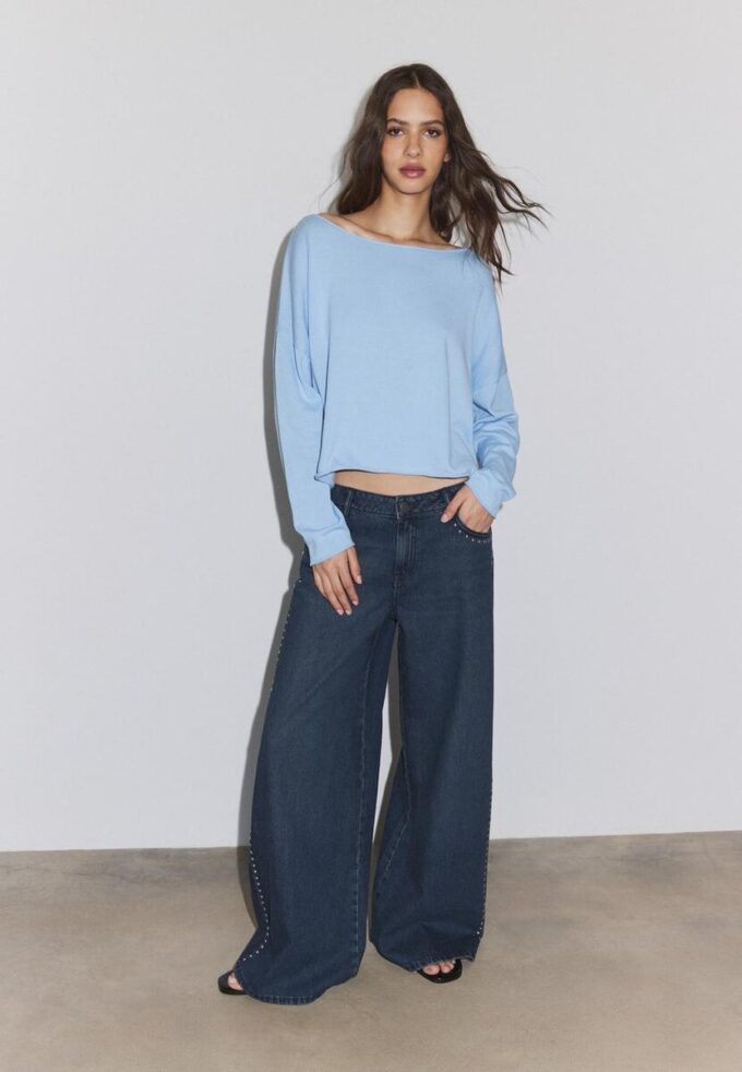 Pull court à col bateau