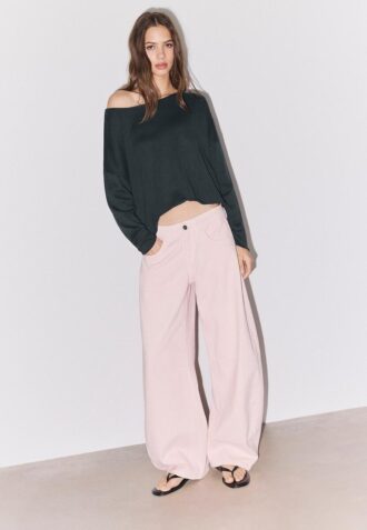 Pull court à col bateau