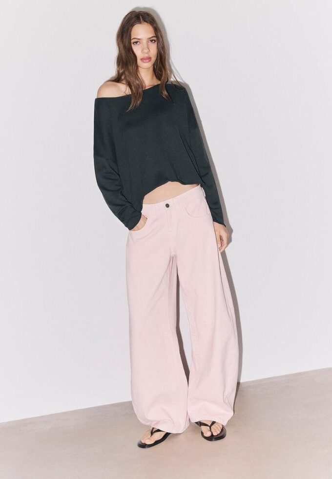 Pull court à col bateau