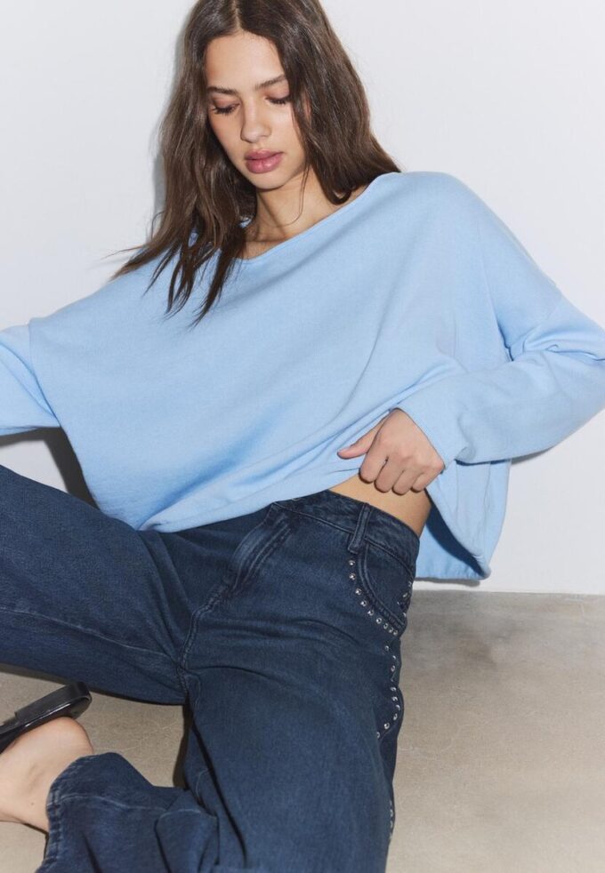 Pull court à col bateau