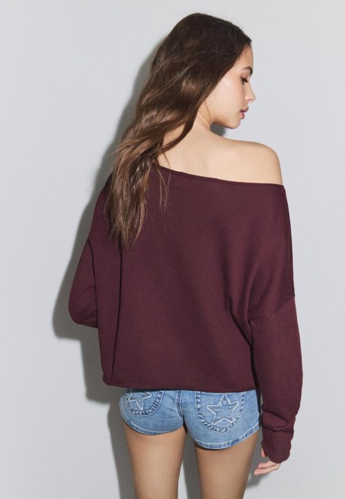 Pull court à col bateau